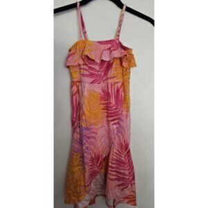 CRAZY 8 Pink and Orange Tropical Print Asymmetrical Sundress Girls Size 4